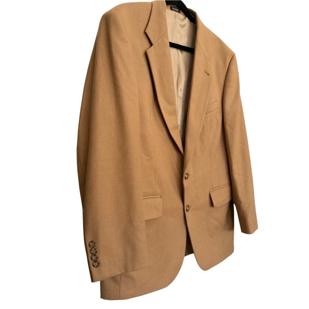 Oscar de la Renta Mens Blazer 42R Camel Tan Wool Cashmere Blend Sport Coat